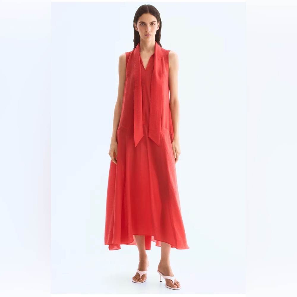 H&M Vibrant Red Tie-neck Dress